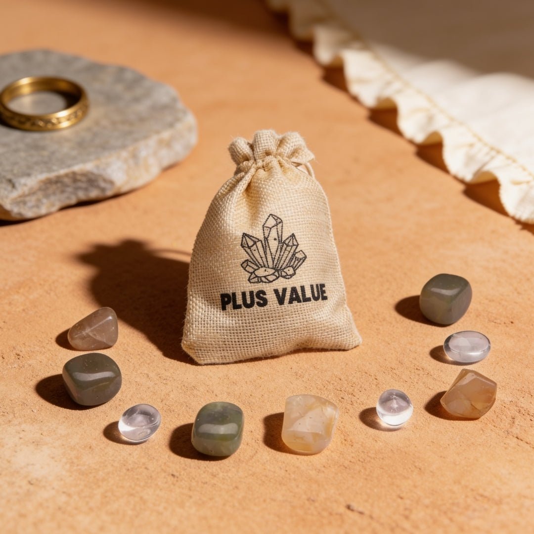 wealth crystal bag with citrine, green aventurine and clear quartz stones