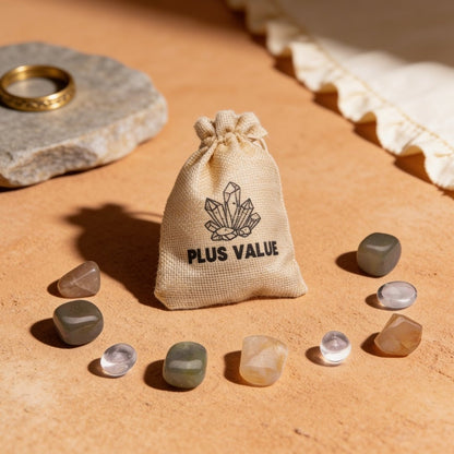 wealth crystal bag with citrine, green aventurine and clear quartz stones