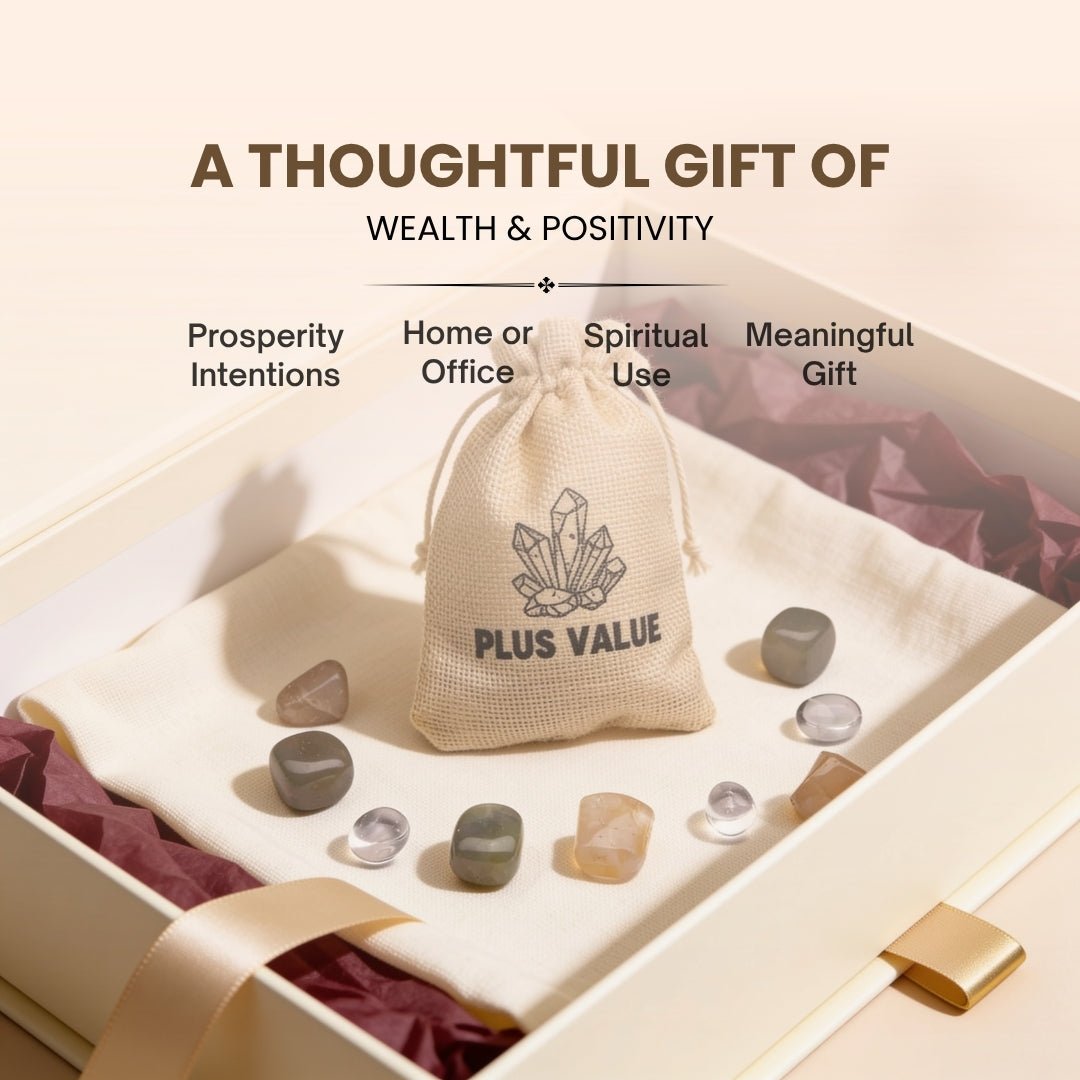 natural jute drawstring pouch supplied with the wealth crystal set