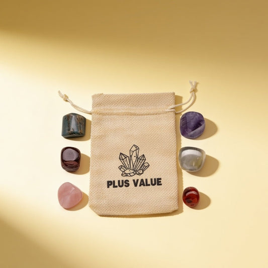 weight loss pocket crystal bag with six natural stones and jute pouch