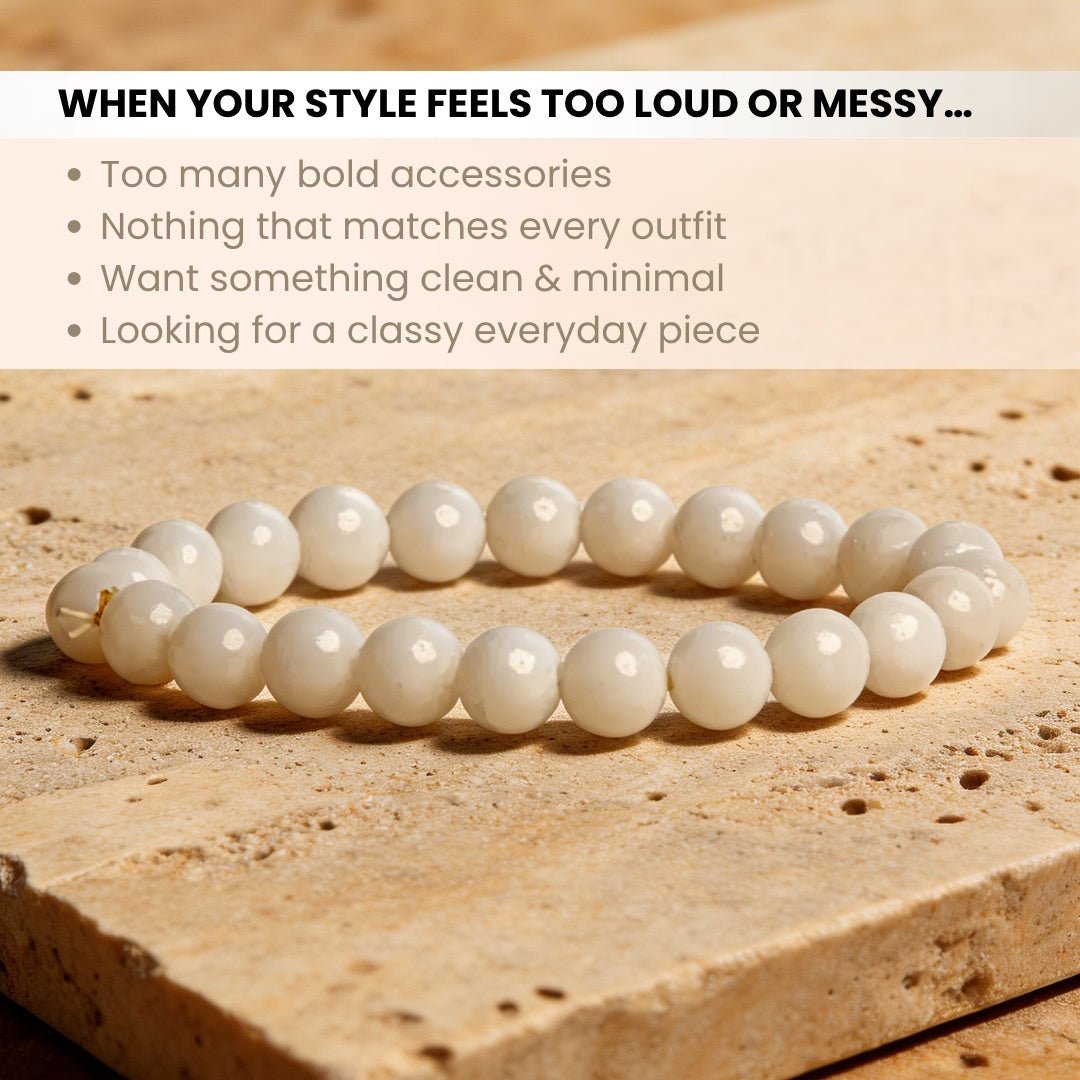 White Agate Stone Bracelet - plusvalueindia