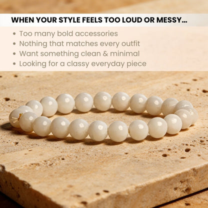 White Agate Stone Bracelet - plusvalueindia