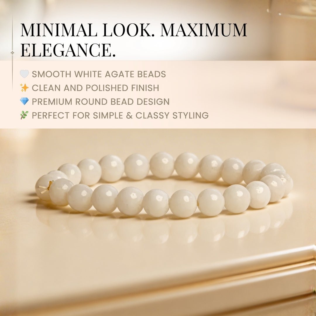 White Agate Stone Bracelet - plusvalueindia
