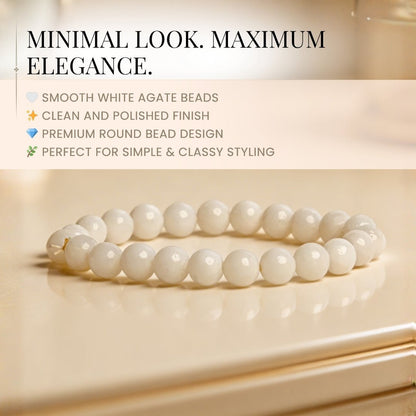 White Agate Stone Bracelet - plusvalueindia