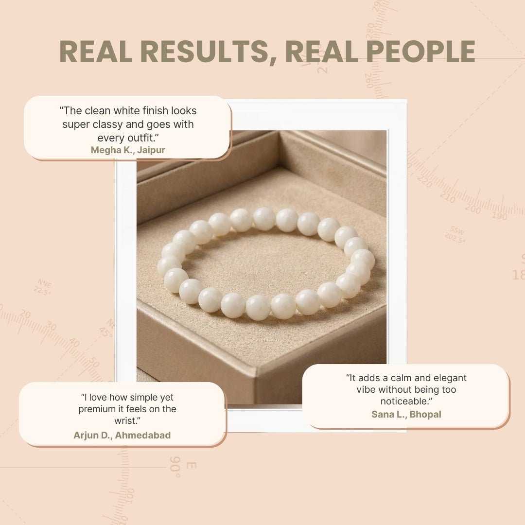 White Agate Stone Bracelet - plusvalueindia