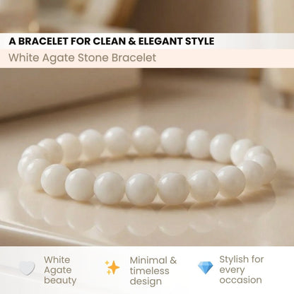 White Agate Stone Bracelet - plusvalueindia