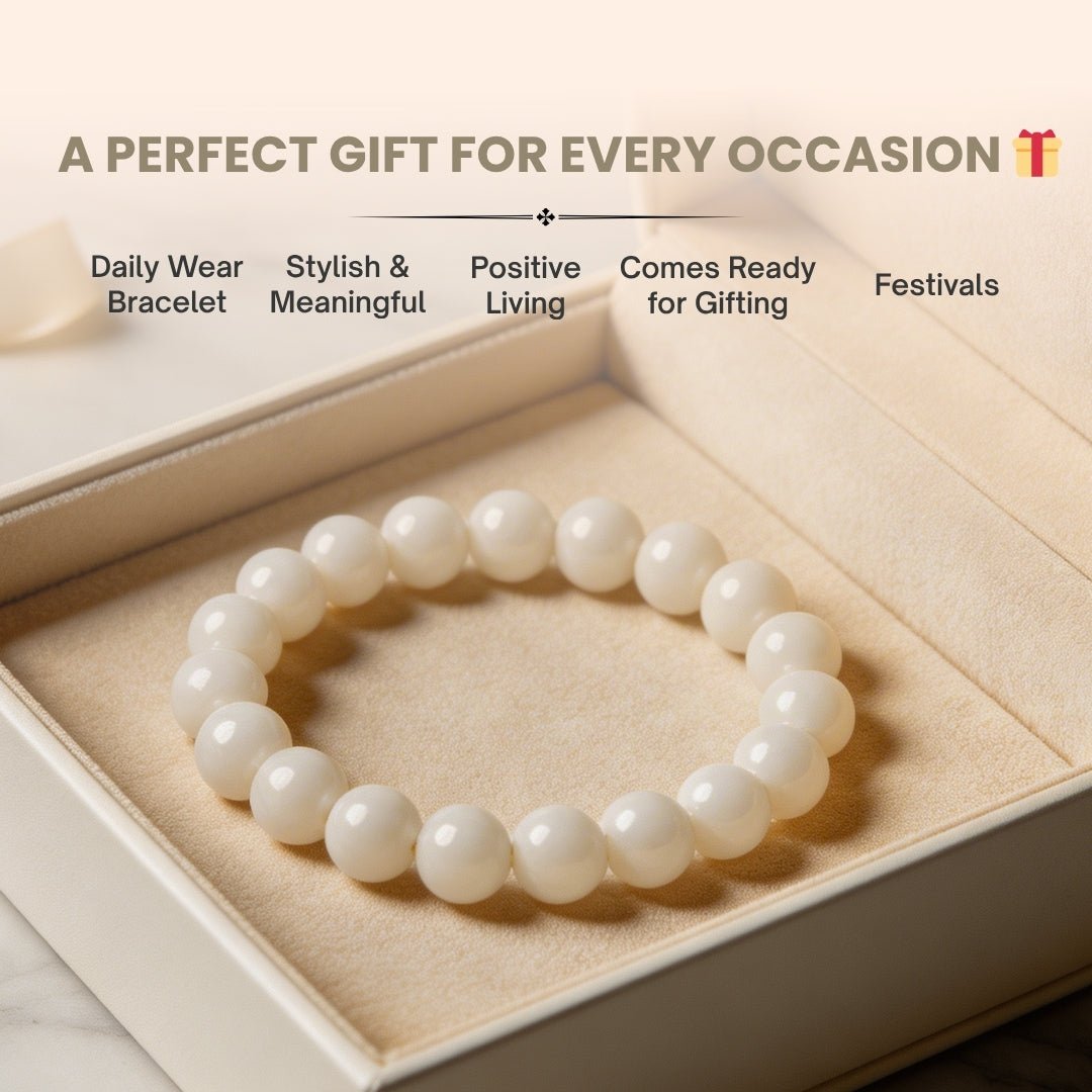 White Agate Stone Bracelet - plusvalueindia