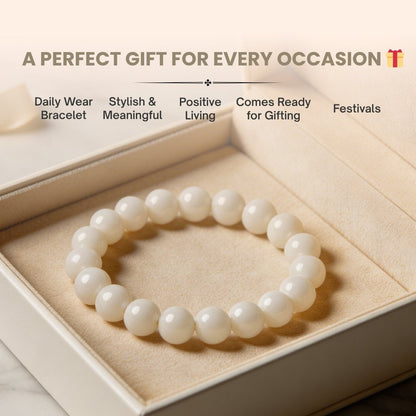 White Agate Stone Bracelet - plusvalueindia