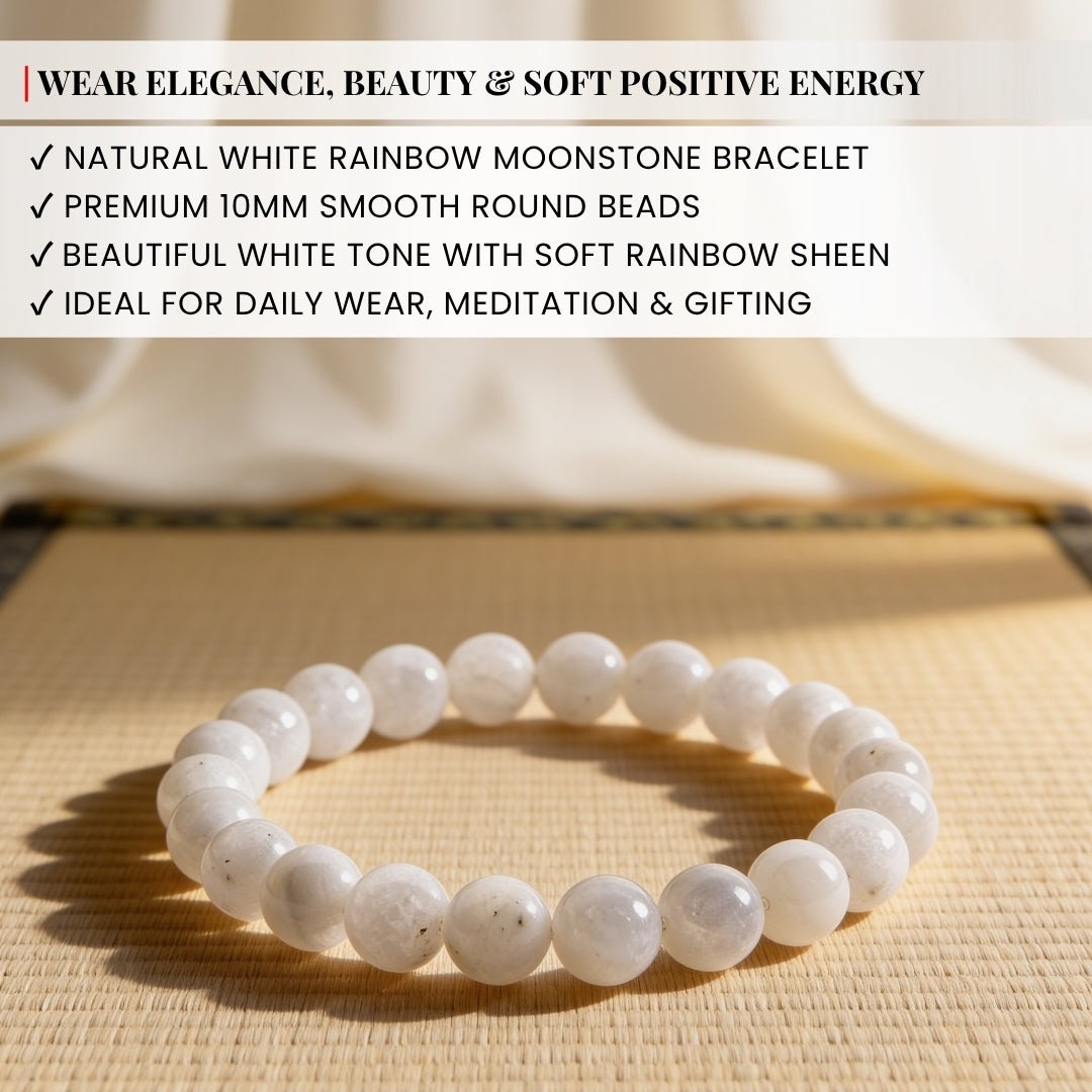 White Rainbow Moonstone Bracelet - plusvalueindia