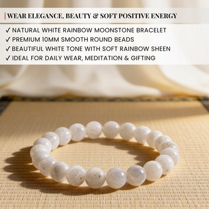 White Rainbow Moonstone Bracelet - plusvalueindia