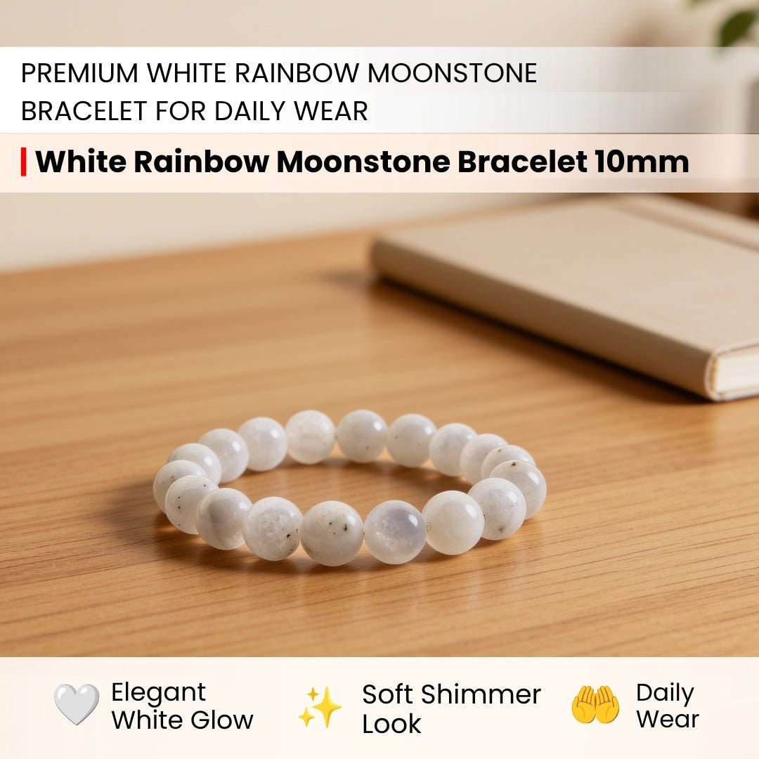 White Rainbow Moonstone Bracelet - plusvalueindia