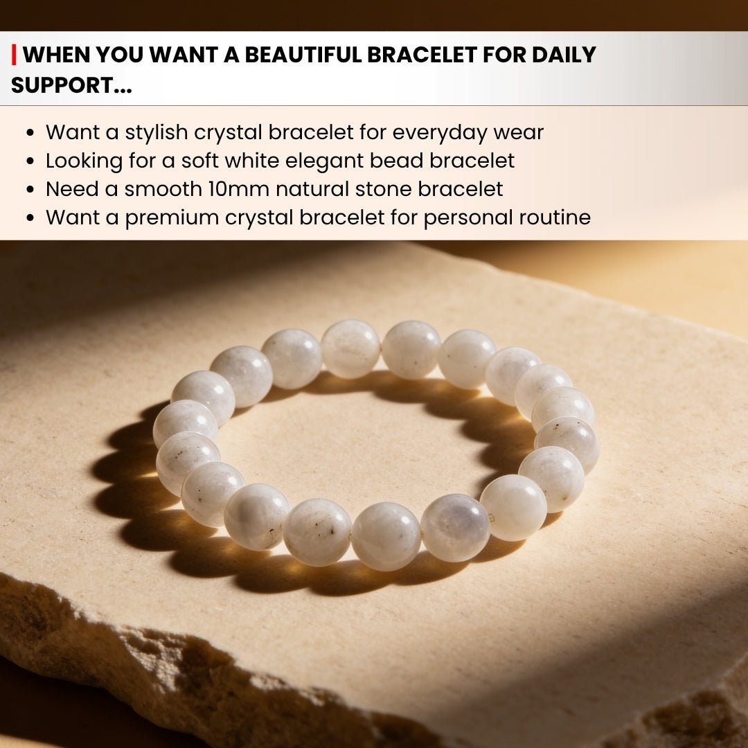 White Rainbow Moonstone Bracelet - plusvalueindia