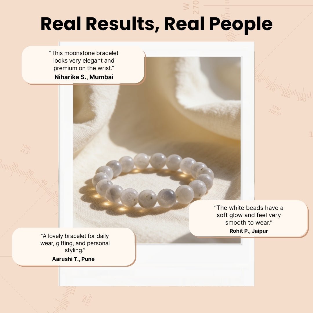 White Rainbow Moonstone Bracelet - plusvalueindia