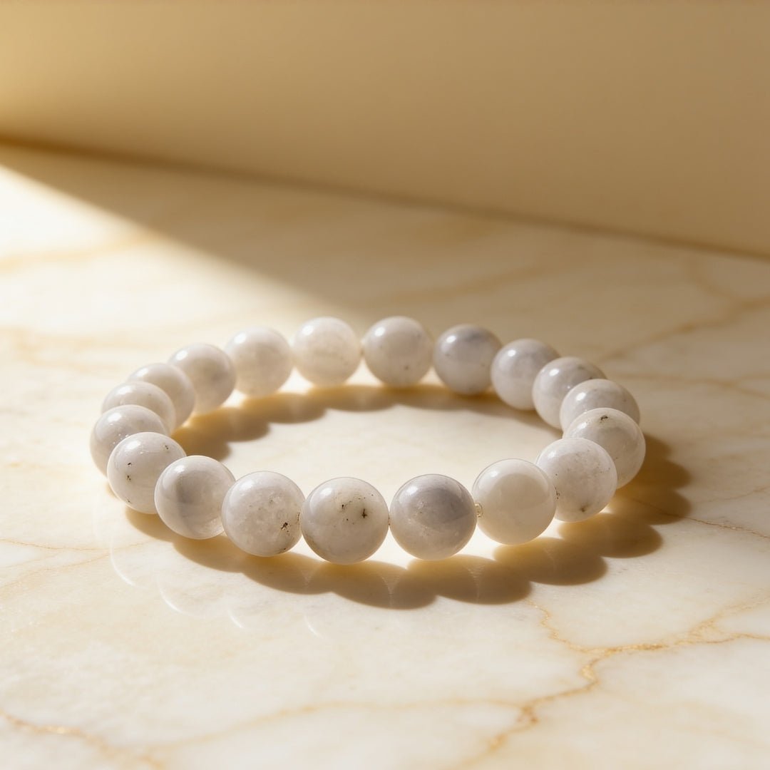 White Rainbow Moonstone Bracelet - plusvalueindia