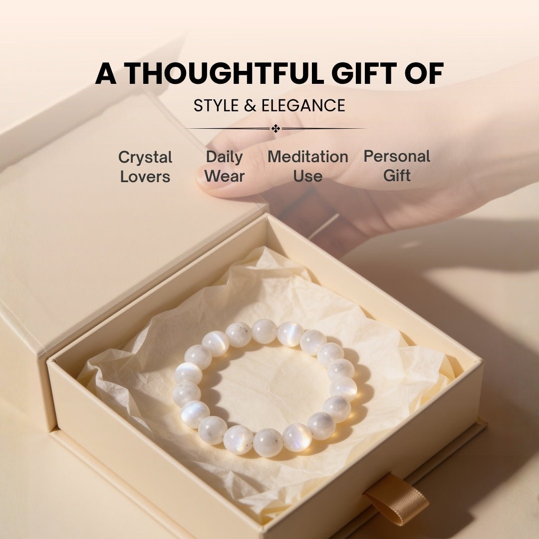 White Rainbow Moonstone Bracelet - plusvalueindia