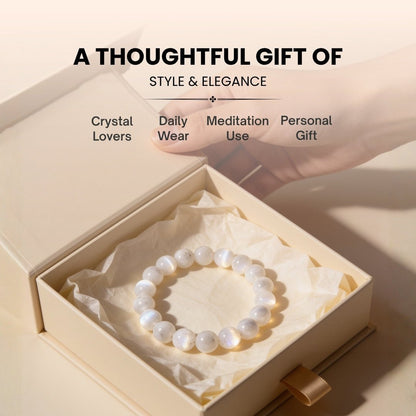 White Rainbow Moonstone Bracelet - plusvalueindia