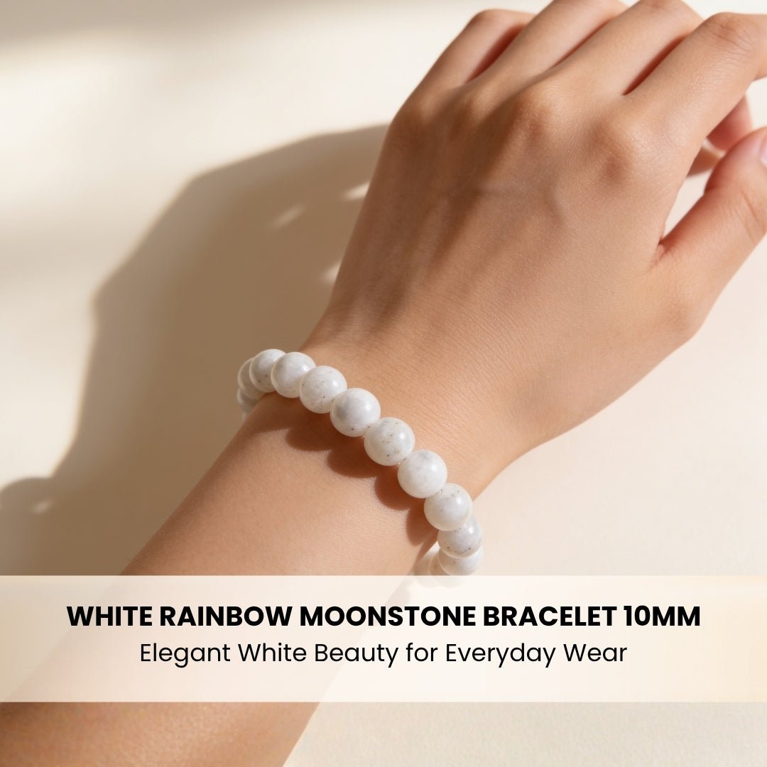 White Rainbow Moonstone Bracelet - plusvalueindia
