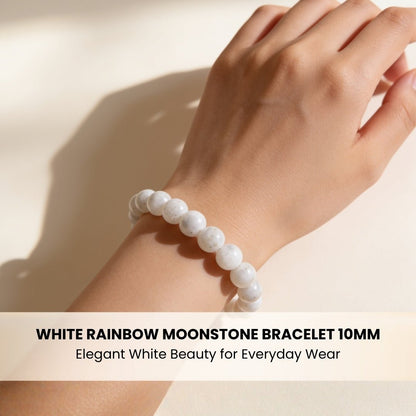 White Rainbow Moonstone Bracelet - plusvalueindia