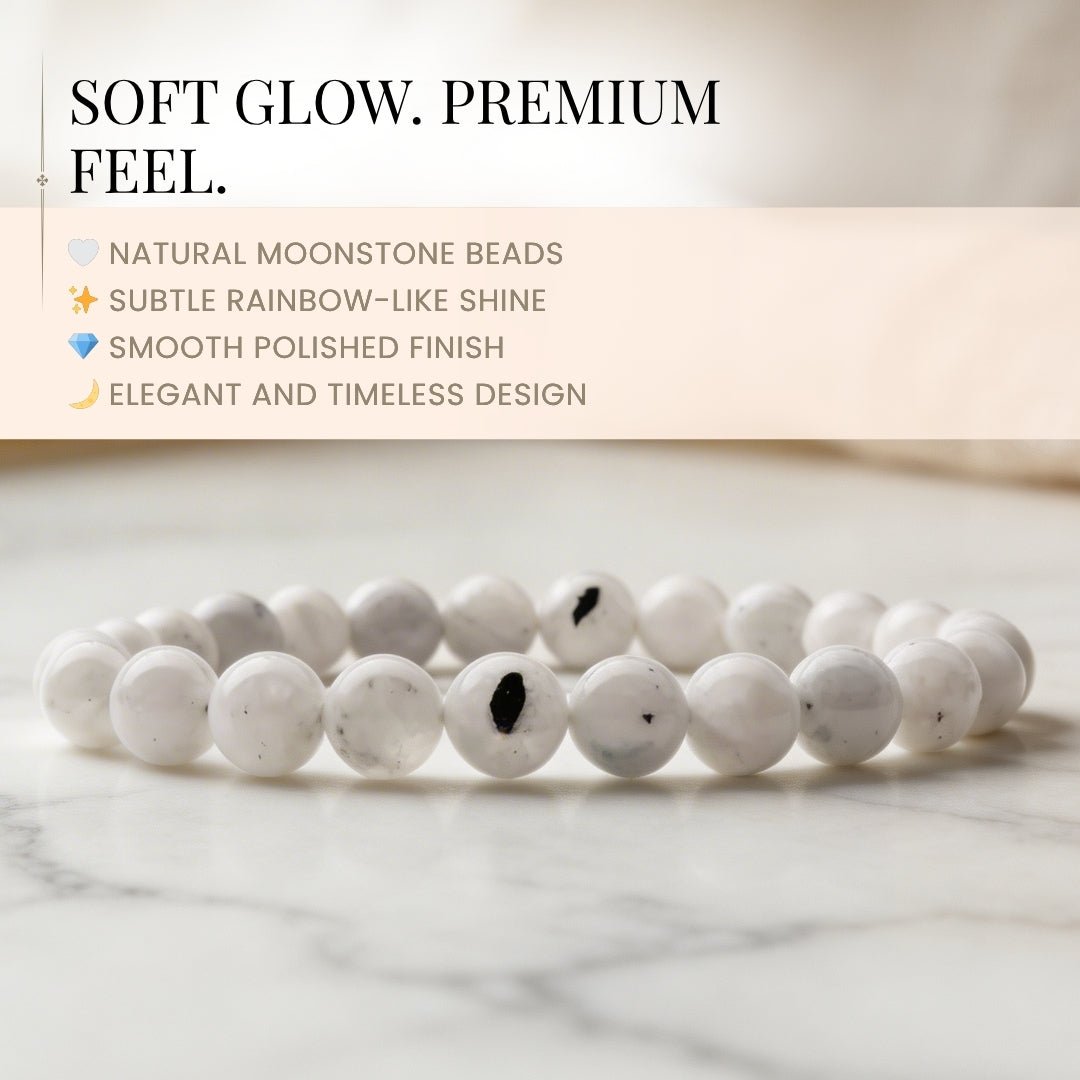 White Rainbow Moonstone Bracelet - plusvalueindia