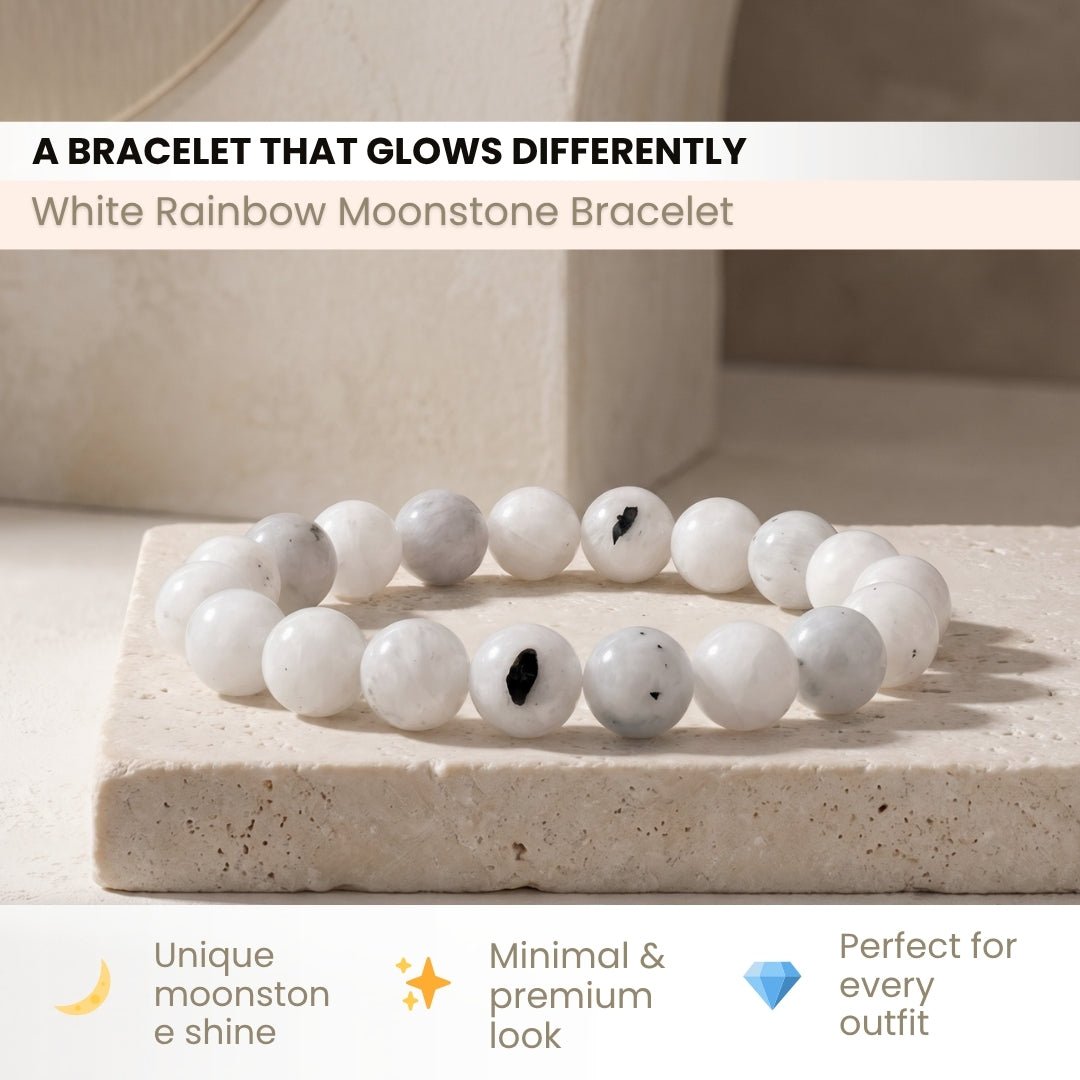 White Rainbow Moonstone Bracelet - plusvalueindia