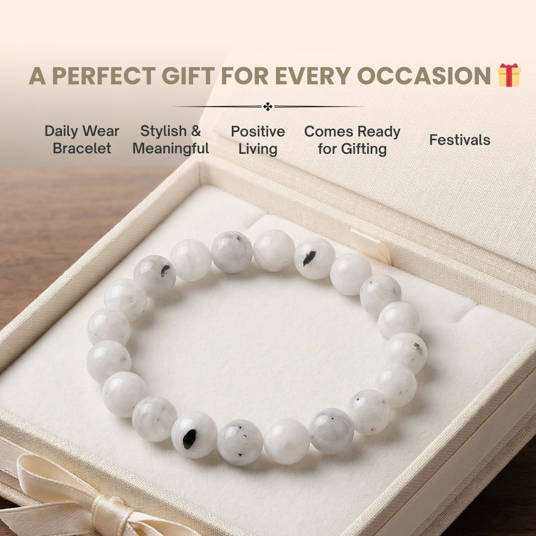 White Rainbow Moonstone Bracelet - plusvalueindia