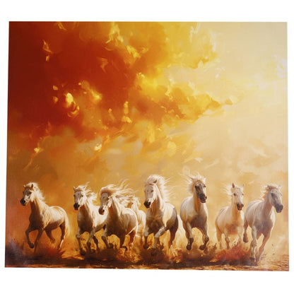 White Running Horses - Exclusive canvas print as per Feng Shui - plusvalueindia