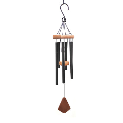 Feng Shui Metal Wind Chimes for Home Bungalow Villa Garden Decor 6 Pipes [28 Inches, Black Color, Big Size] (Model W - 154 - plusvalueindia