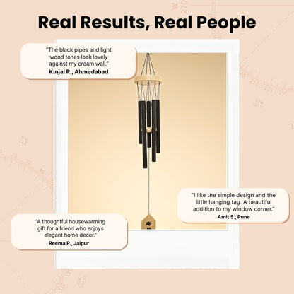 5-pipe metal wind chime Model 201 arranged neatly in a gift box with cord protector inserts