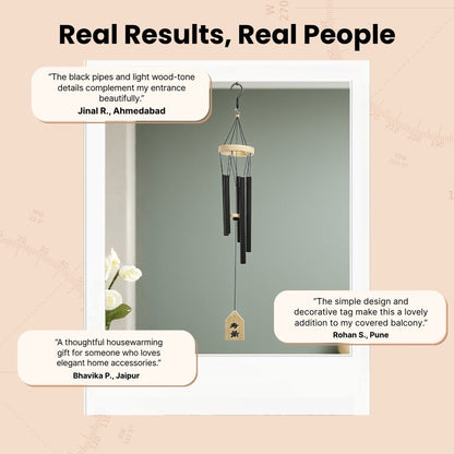 5-pipe metal wind chime Model 301 arranged inside secure gift box packaging with anti-tangle wrapping