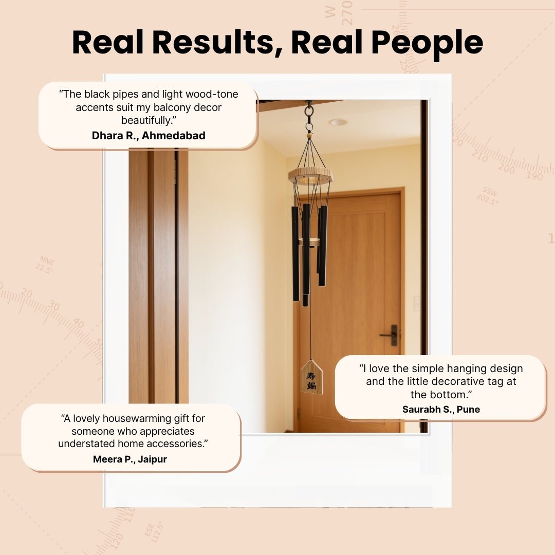 Model 401 5-pipe metal wind chime arranged securely inside branded presentation box with anti-tangle wrapping