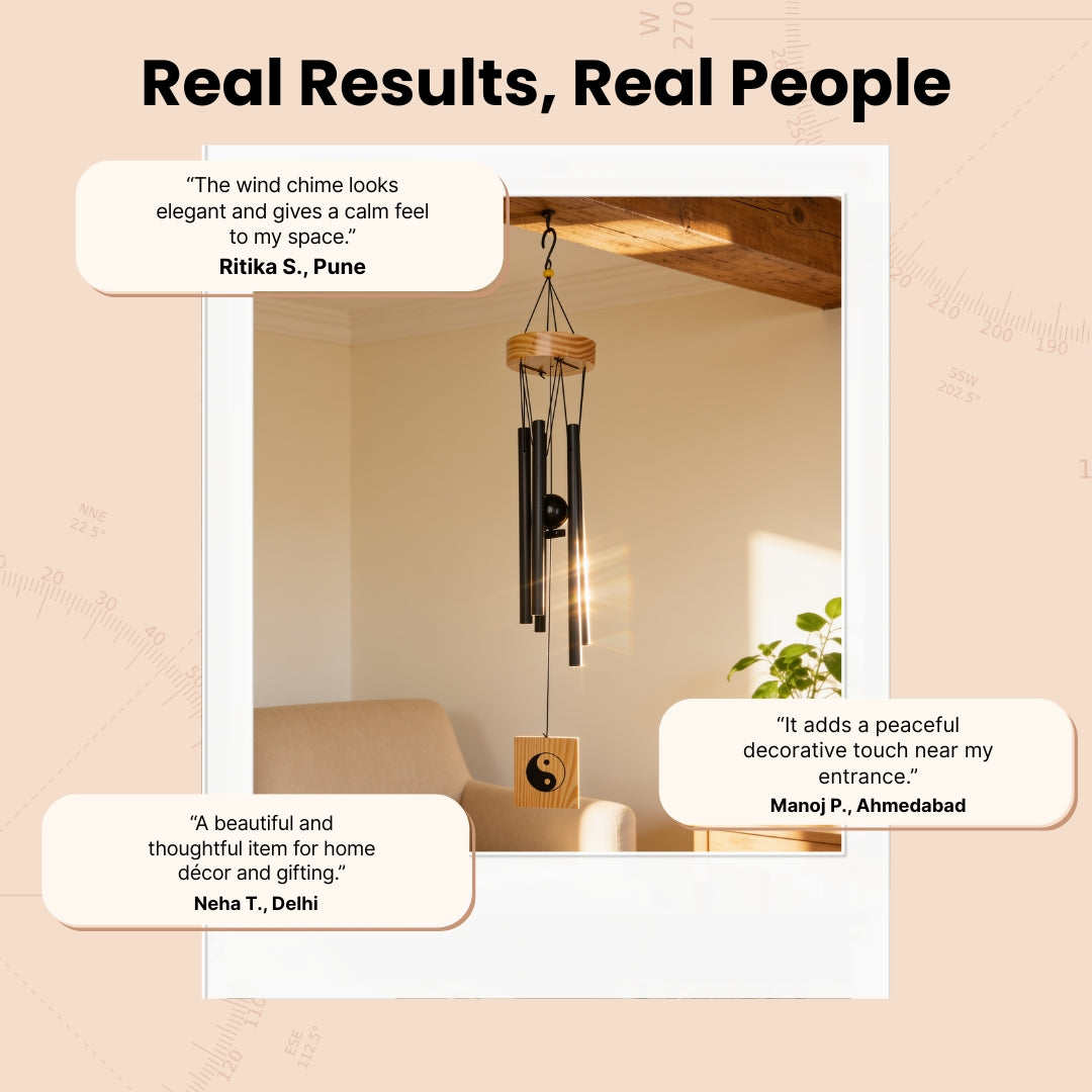 Feng Shui Metal Wind Chime, 5 Rods/Pipes, 30 inch (76cm), Black