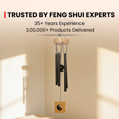 Feng Shui Metal Wind Chime, 5 Rods/Pipes, 30 inch (76cm), Black