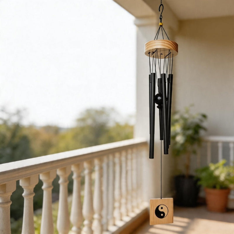 Feng Shui Metal Wind Chime, 6 Rods/Pipes, 30 inch , Black for positive energy & good luck