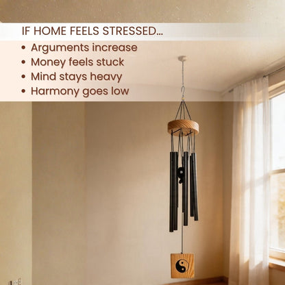 Feng Shui Metal Wind Chime, 7 Rods/Pipes, 29.5 inch (75cm), Black - plusvalueindia