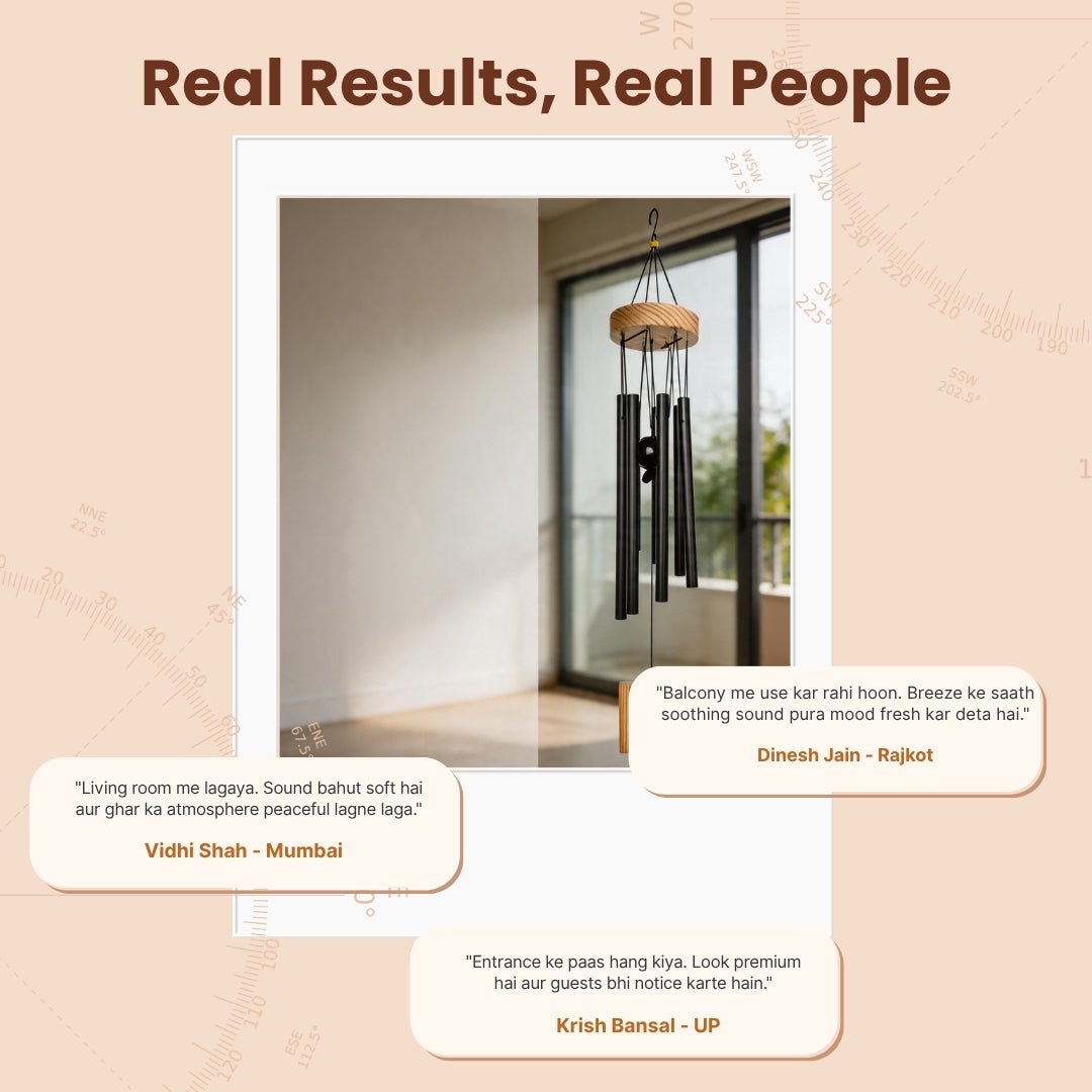 Feng Shui Metal Wind Chime, 7 Rods/Pipes, 29.5 inch (75cm), Black - plusvalueindia