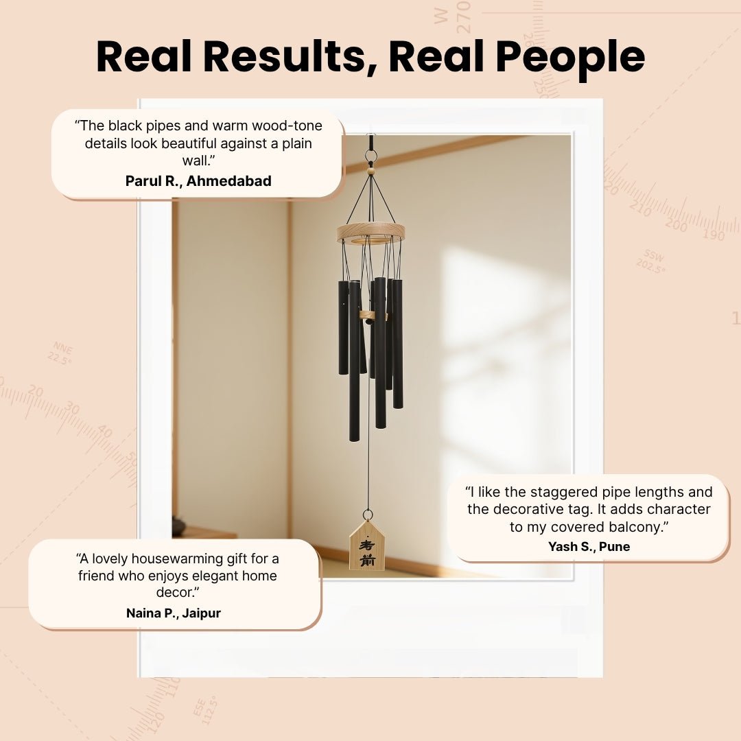 Model 303 7-pipe metal wind chime arranged neatly inside durable gift packaging box with anti-tangle wrapping