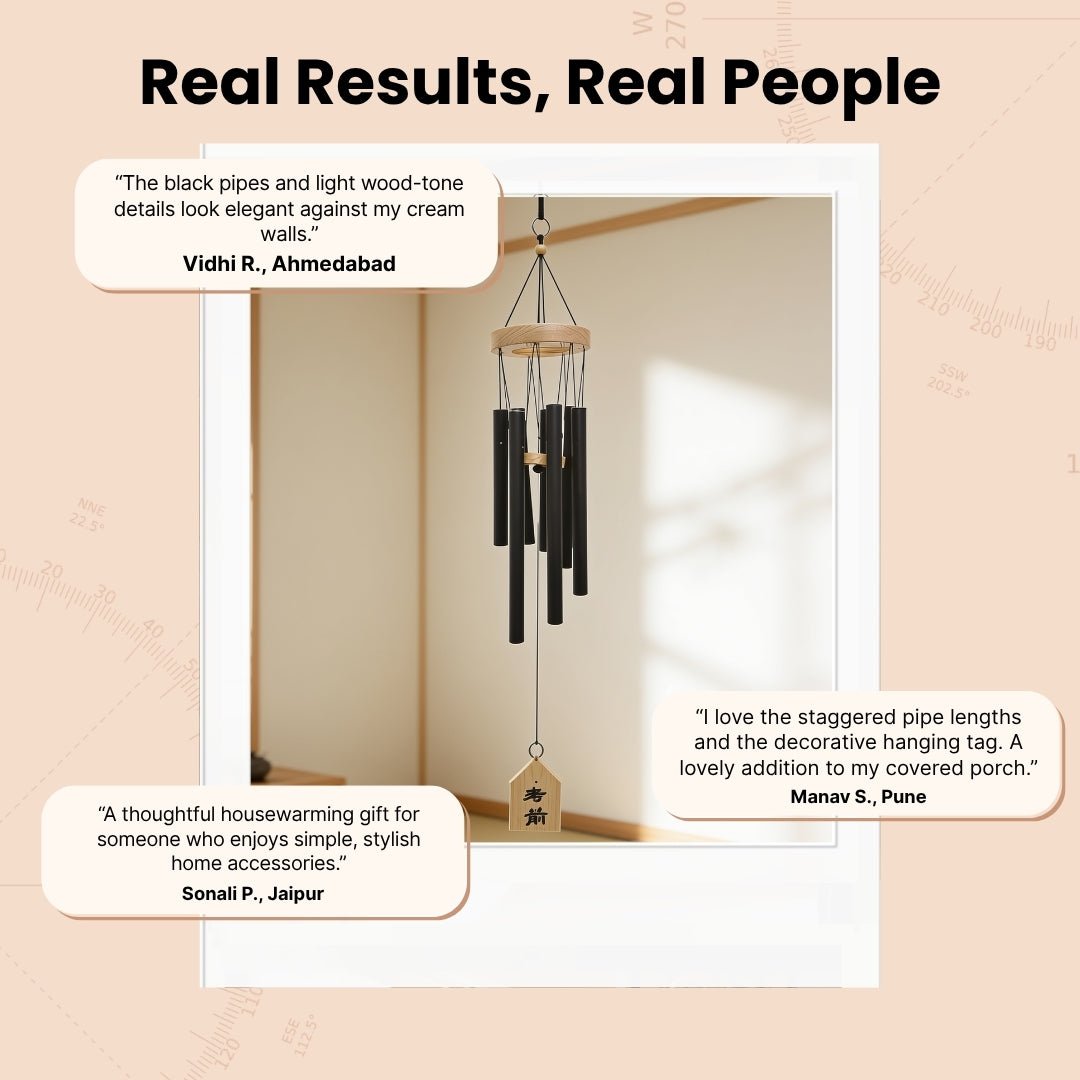 Model 403 7-pipe metal wind chime arranged securely inside a protective gift box with anti-tangle inserts