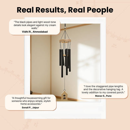 Model 403 7-pipe metal wind chime arranged securely inside a protective gift box with anti-tangle inserts