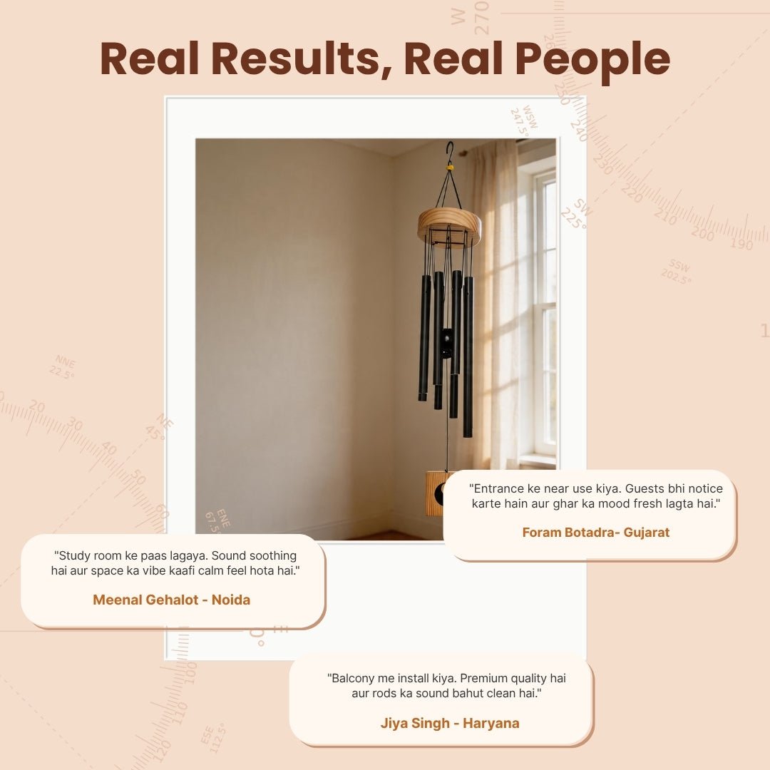 Feng Shui Metal Wind Chime, 8 Rods/Pipes, 29 inch (74cm), Black - plusvalueindia