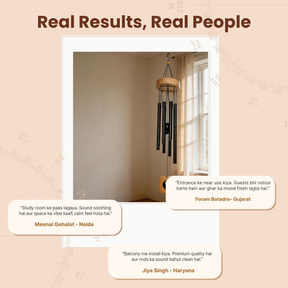 Feng Shui Metal Wind Chime, 8 Rods/Pipes, 29 inch (74cm), Black - plusvalueindia
