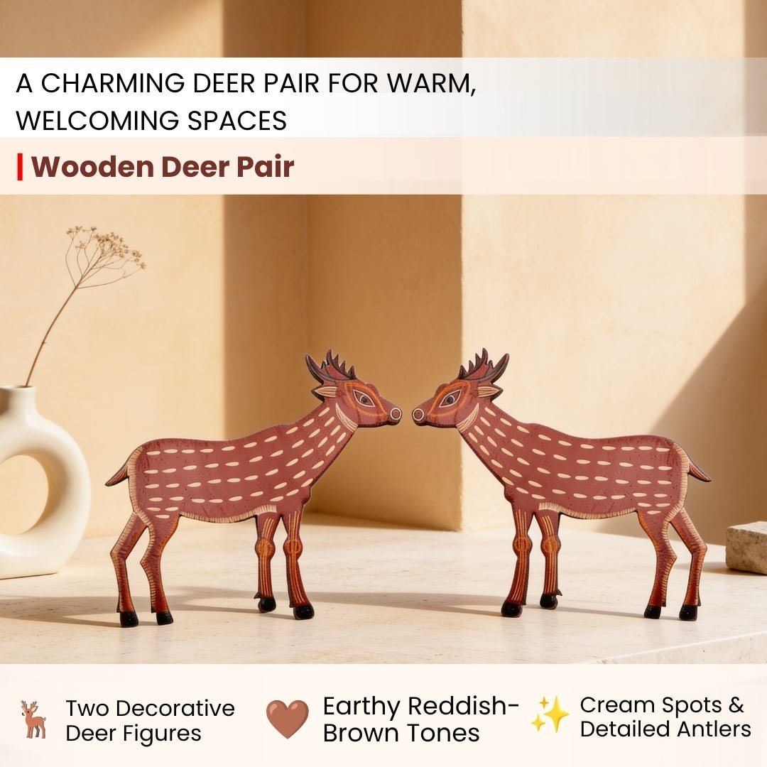 Close-up of natural wood grain, smooth polished finish, and finely carved antlers and facial contours
