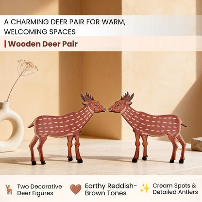 Close-up of natural wood grain, smooth polished finish, and finely carved antlers and facial contours