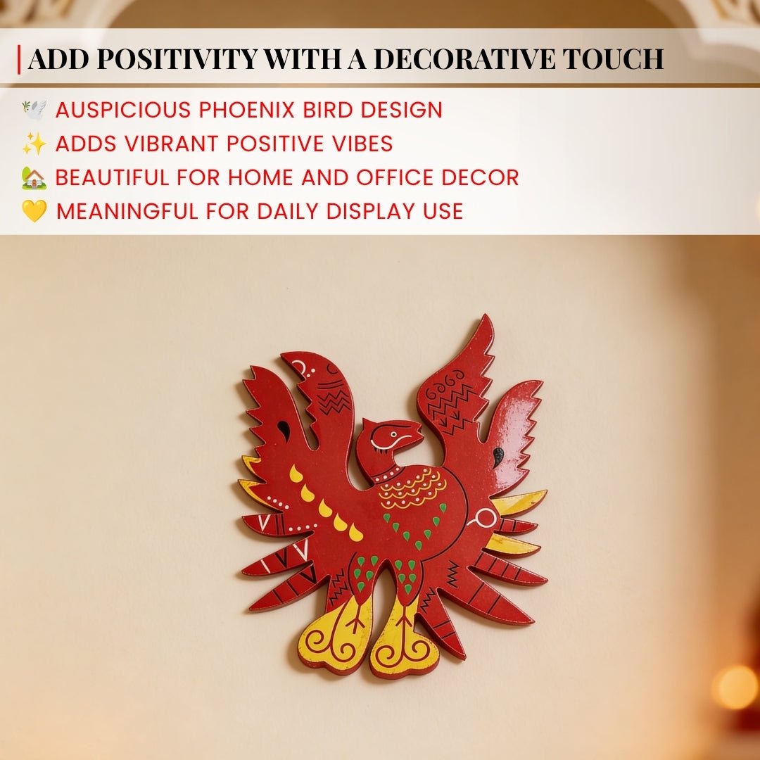 Feng Shui Red Phoenix Bird for Name, Fame, Reputation & Recognition on South Wall of Home/Office - plusvalueindia
