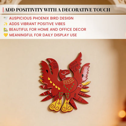 Feng Shui Red Phoenix Bird for Name, Fame, Reputation & Recognition on South Wall of Home/Office - plusvalueindia