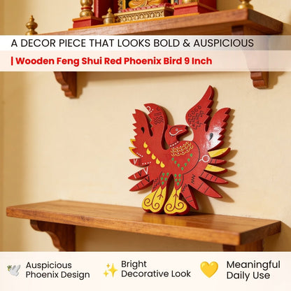 Feng Shui Red Phoenix Bird for Name, Fame, Reputation & Recognition on South Wall of Home/Office - plusvalueindia