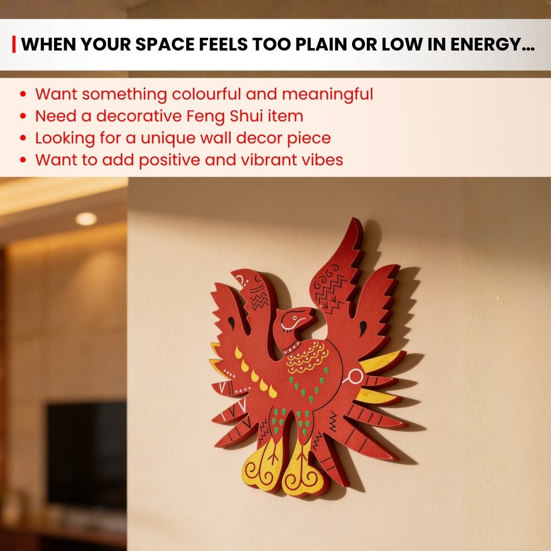 Feng Shui Red Phoenix Bird for Name, Fame, Reputation & Recognition on South Wall of Home/Office - plusvalueindia