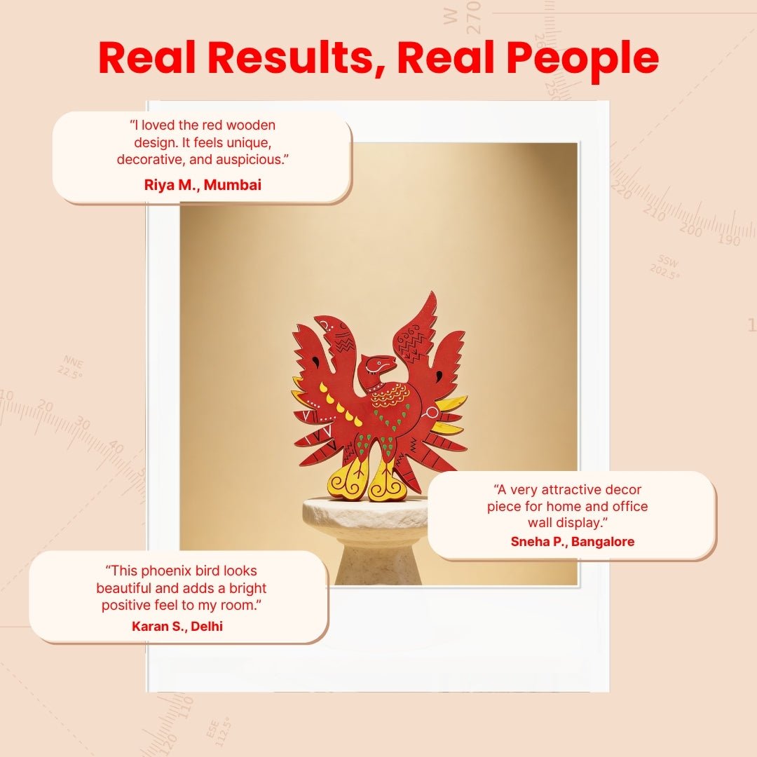 Feng Shui Red Phoenix Bird for Name, Fame, Reputation & Recognition on South Wall of Home/Office - plusvalueindia