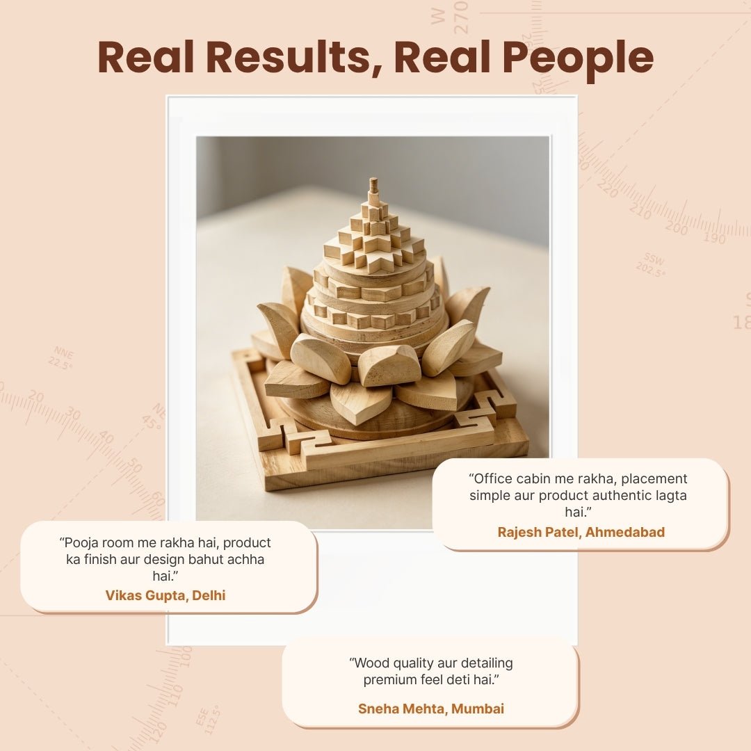 Wooden Meru Shriparni (Sevan or Saven) Vastu Shri Yantra For Home & Office [Temple & North - East] - plusvalueindia
