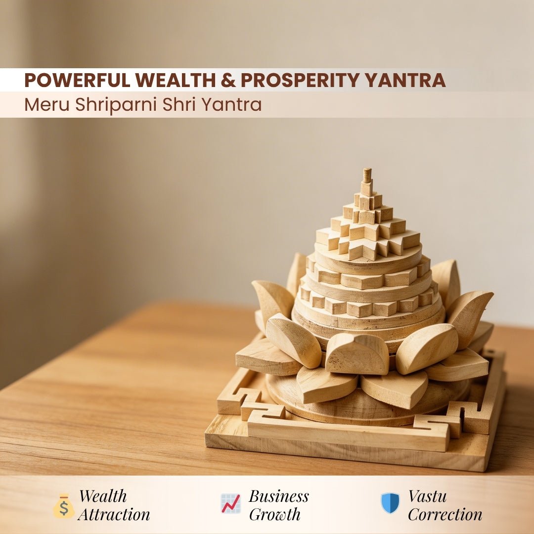 Wooden Meru Shriparni (Sevan or Saven) Vastu Shri Yantra For Home & Office [Temple & North - East] - plusvalueindia