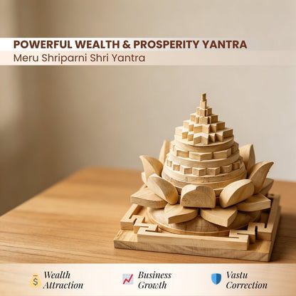 Wooden Meru Shriparni (Sevan or Saven) Vastu Shri Yantra For Home & Office [Temple & North - East] - plusvalueindia